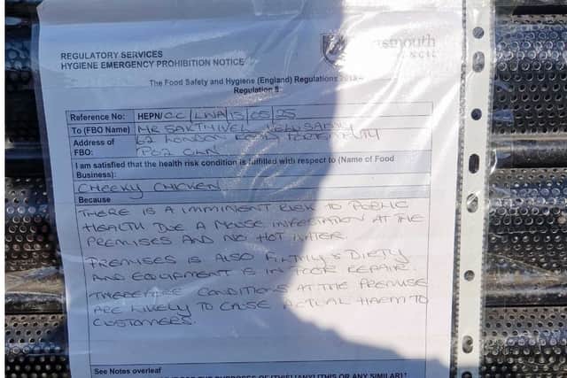 Cheeky Fried Chicken has been closed by the regulatory services at the Portsmouth City Council after being issued an hygiene emergency prohibition notice. 