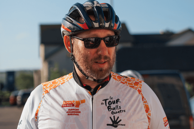 Royal Navy Commander Will King, based at HMS Sultan in Gosport, has completed an epic 300-mile cycling challenge to raise money for a testicular cancer charity.