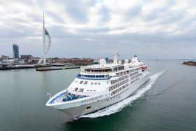 Luxury cruise ship Silver Wind, operated by Silverseas, sailing into Portsmouth for the first time this morning (May 19).