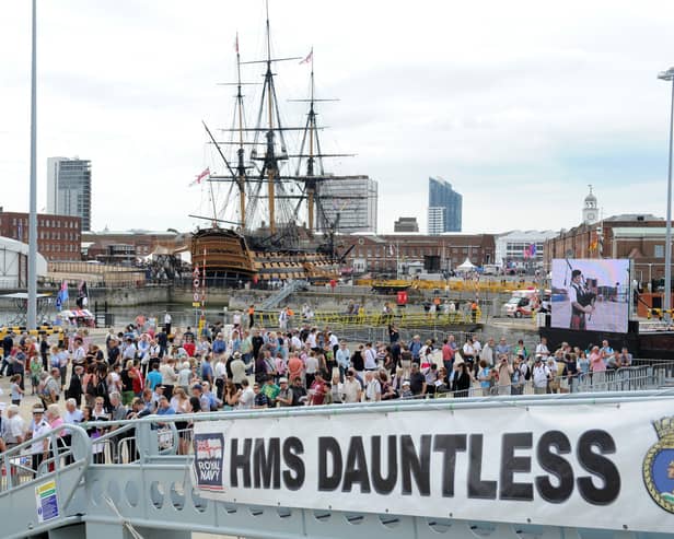 Navy Days 2010 at the Portsmouth Naval Base. Pictured is the queue for HMS Dauntless. 
