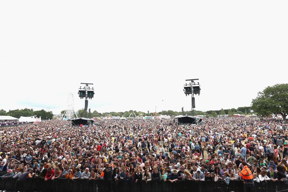 View of the crowd during Day 3 at The Isle of Wight Festival at Seaclose Park on June 15, 2014 in Newport, Isle of Wight. 