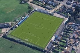 3D visualisation of Gosport Borough Football Club, Privett Park, with its new 3G playing surface
