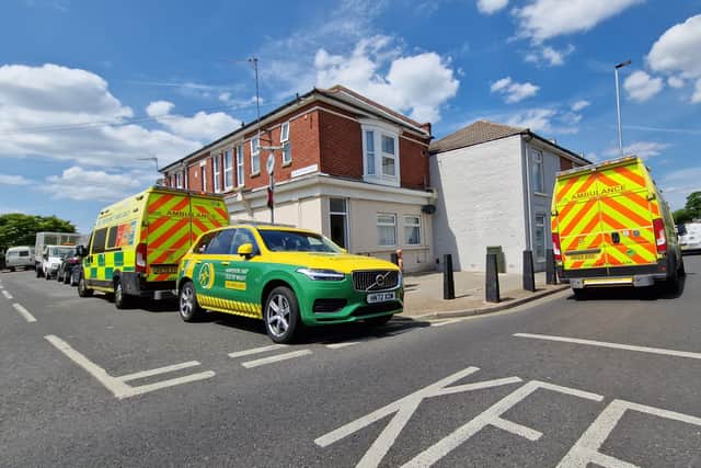 Air ambulance in Copnor Road