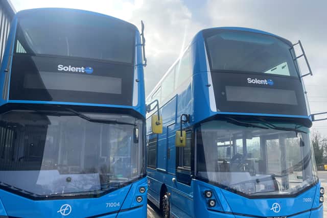A new 'repower' electric bus at the First Bus depot in Hoeford