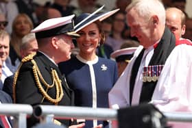 Her Royal Highness The Princess of Wales, Sponsor of HMS Glasgow, today gave her blessing to the Royal Navy's newest warship. Pictured is Her Royal Highness alongside the Second Sea Lord Vice Admiral Sir Martin Connell.