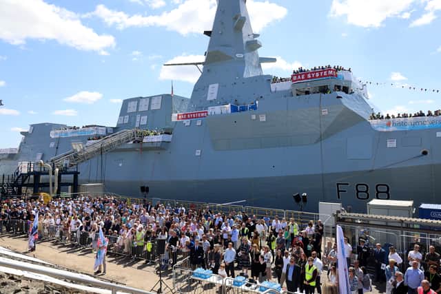 Plans have been outlined for how the new Type 26 frigates will be used by the Royal Navy. Pictured: HMS Glasgow and all those involved with her build.