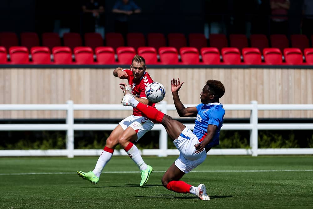 Brandon Mason on trial for Pompey in 2021 before injury wrecked the Coventry man's hopes of a Fratton move. Pic: Rogan/JMP