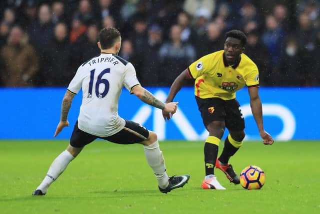 Former Pompey triallist Brandon Mason in Premier League action for Watford against Spurs. Getty.
