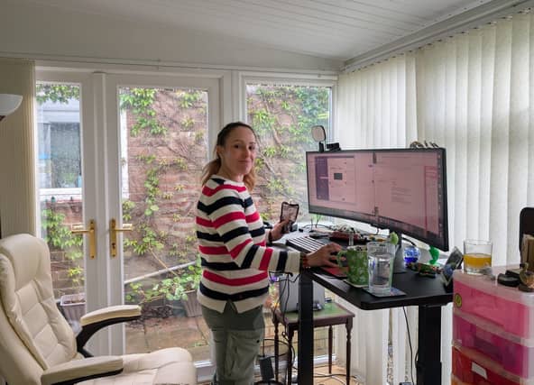 Happy wife, happy life: Gareth's other half loves using a standing desk on her long days in front of a screen