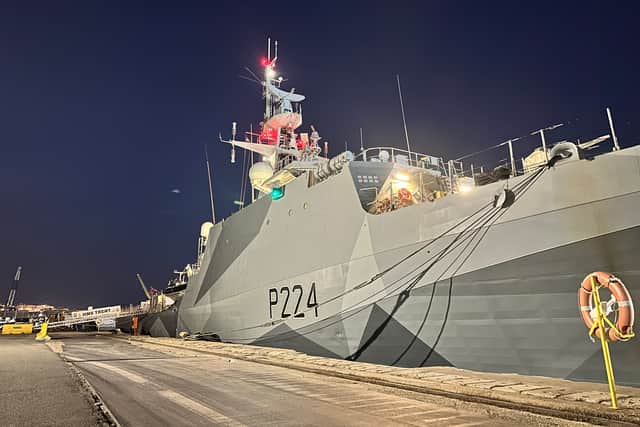 HMS Trent stations in Malta during her maintenance period.