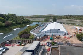 A protective tent has been constructed over Hilsea Lido as crucial rendering work gets underway at the multi-million pound project which is due to be completed by the early autumn. 

Picture: IslandCity.UK