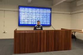 Pompey boss John Mousinho has served up his verdict on the press conference 'dock' which has caused much hilarity between with both online fans and the press this season.
