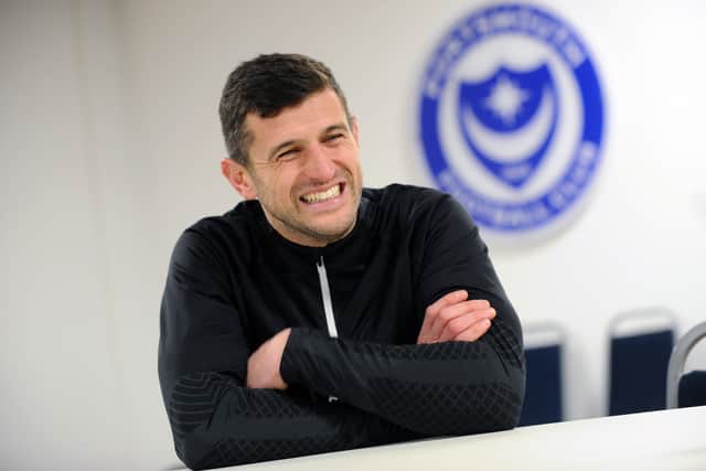 Pompey boss John Mousinho had a better table for his unveiling press conference in January 2023.