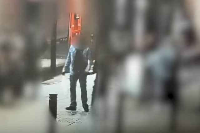 Peterborough drunk driver Jamal Abdi stumbles to his car, before driving off.