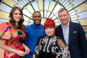 Bake-Off: The Professionals hosts and judges: (L-R) Ellie Taylor, Liam Charles, Cherish Finden and Benoit Blin 