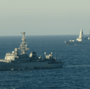 Royal Navy Type 45 destroyer HMS Dragon, based in Portsmouth, tracking the Russian Spy Ship Yuri Ivanov.