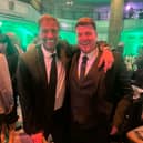 Former Liverpool boss Jurgen Klopp gives his congratulations to Pompey Women's boss - and Barclays Women's Championship Manager of the Year - Jay Sadler