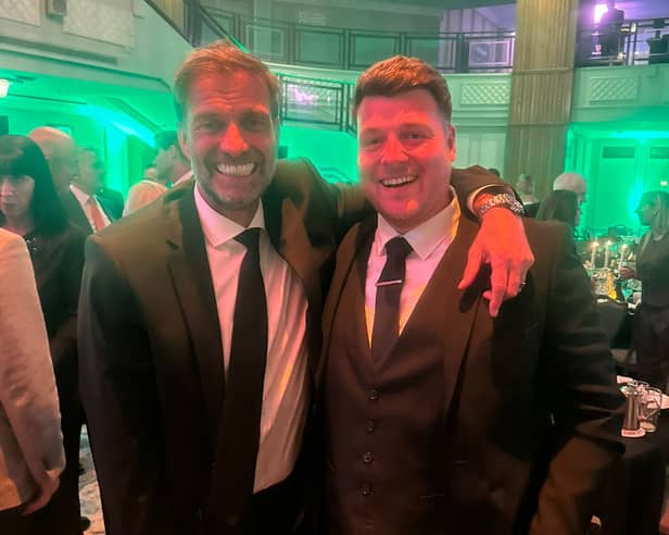 Former Liverpool boss Jurgen Klopp gives his congratulations to Pompey Women's boss - and Barclays Women's Championship Manager of the Year - Jay Sadler