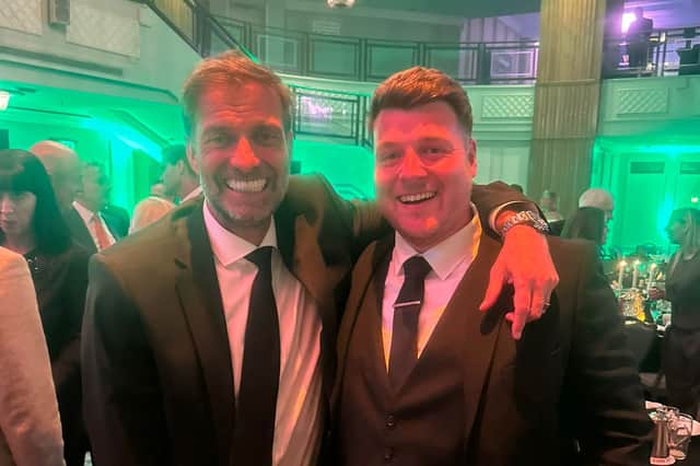 Former Liverpool boss Jurgen Klopp gives his congratulations to Pompey Women's boss - and Barclays Women's Championship Manager of the Year - Jay Sadler