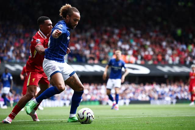 Marcus Harness in Premier League action for Ipswich against Liverpool