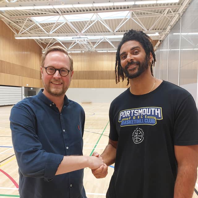 Portsmouth Force chairman Rob Milner with new head coach Craig Hughes