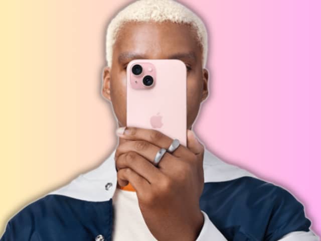 The iPhone 15 remains one of the UK’s most searched smartphones, pictured here in pink with its sleek, modern design