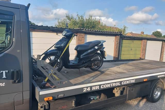 Moped seized in Waterlooville as police clamp down on dangerously ridden vehicles.