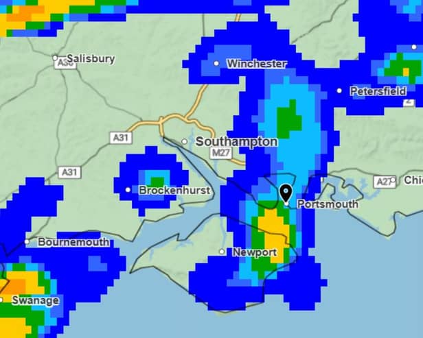 Met Office map shows when heavy rain is forecast to hit Portsmouth.