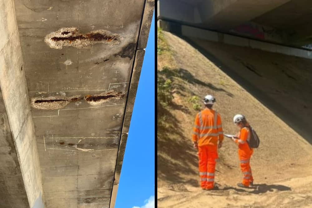  The National Highways project team carrying out a structural assessment of the 'north IBM bridge'