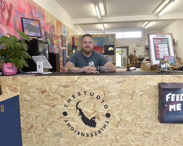 Tom Roberts from Lee-on-the-Solent, has officially opened his first physical art studio called The Studio @ThirteenEight in Stoke Road, Gosport.

Pictured: Tom Roberts 

Picture: Sarah Standing (050625-4183) 