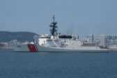 USCGC Stratton arrives in Busan South Korea. Royal Navy sailors aboard HMS Spey were given a tour of the vessel ahead of the arrival of HMS Prince of Wales.
