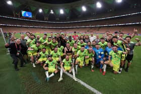 Australia celebrate making to the World Cup against Saudi Arabia. Pic: Getty