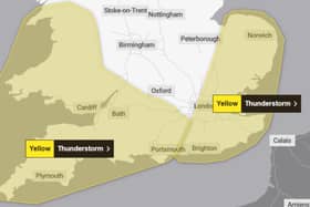 Heavy rain and thunderstorms is forecast to hit Portsmouth on Friday evening.