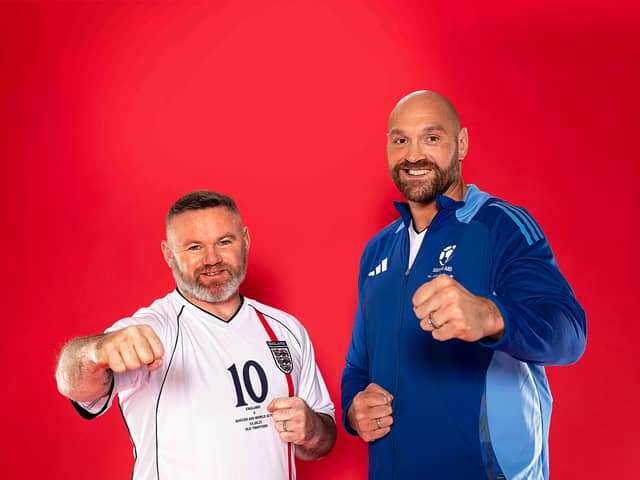 Soccer Aid 2025 - Wayne Rooney (L) and Tyson Fury (R)