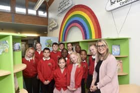 Newtown CofE Primary School in Queen's Road, Gosport, have received a positive outcome in their recent Ofsted inspection. 

Pictured is: Headteacher Emma Howlett with just some of the children from the school.

Picture: Sarah Standing (120625-4463)