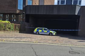   Police cordon where alleged rape took place at Portsmouth Combined Court Centre  