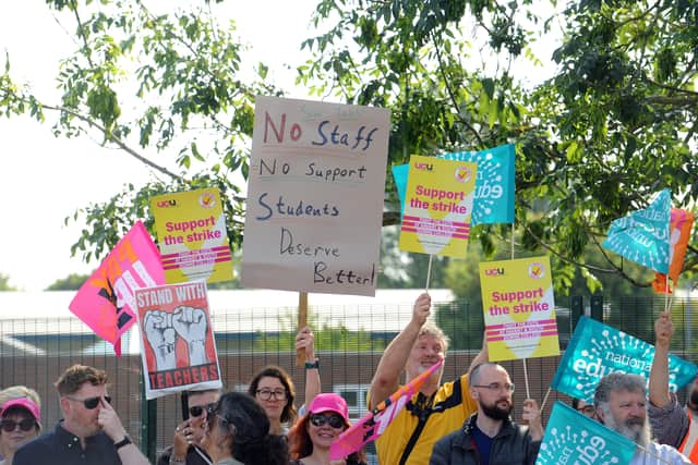 Staff across all three HSDC campuses have gone on strike over devastating job cuts following serious cash flow issues and a financial blackhole. 


Pictured is: Staff at HSDC in Havant.

Picture: Sarah Standing (130625-7876)