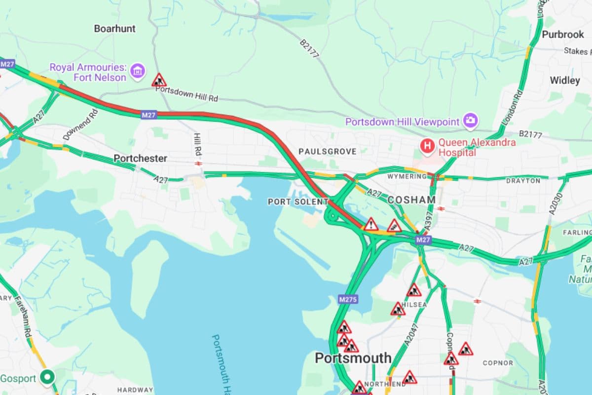Verkehr in Portsmouth: Lange Verzögerungen auf der M27 aufgrund einer ...