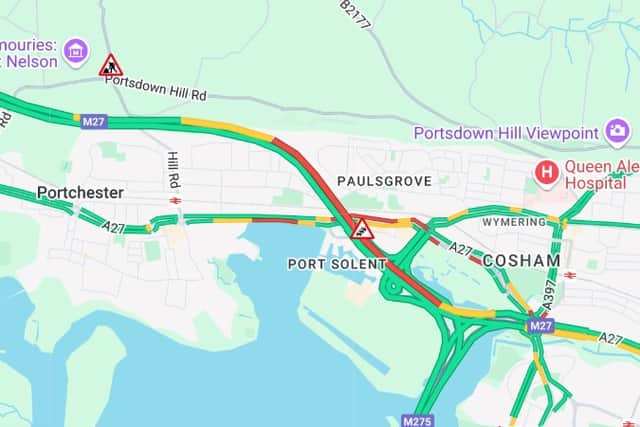 Drivers are facing long delays on the M27 this afternoon due to lane closures.