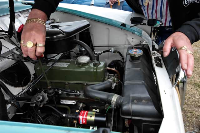 Inside Dennis' 1958 Wolesley 1500 bonnet. Photo Credit: Lucinda Herbert