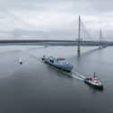 New Royal Navy ship HMS Venturer sails for the first time as she's tested in the Firth of Forth. The Type 31 vessel will soon be travelling to Portsmouth, where she will be based.