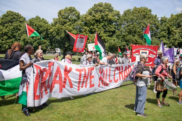 The national Palestine Solidarity Campaign has called three mass mobilizations against the arms trade with Israel, specifically the F-35 fighter jet supply chain on Tuesday 17th June 2025.