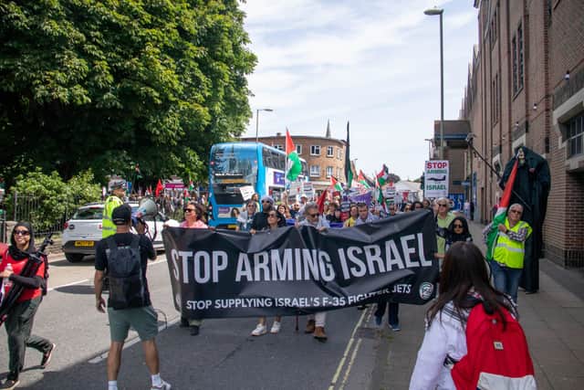 The national Palestine Solidarity Campaign has called three mass mobilizations against the arms trade with Israel, specifically the F-35 fighter jet supply chain on Tuesday 17th June 2025.