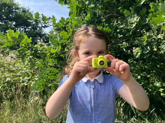 Rosanna trying out the Photo Creator Mini Cam Digital Camera
