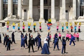 The flashmob saw dancers tell the story of the history of the railway over the past 200 years in Guildhall Square, Portsmouth, on Tuesday, June 17, 2025. City of Portsmouth College has coordinated the group, from a range of special educational needs and disabilities (SEND) organisations, assisted by funding from Great Western Railway's Customer and Community Improvement Fund.