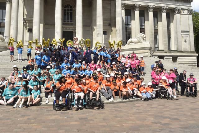 The flashmob saw dancers tell the story of the history of the railway over the past 200 years in Guildhall Square, Portsmouth, on Tuesday, June 17, 2025. City of Portsmouth College has coordinated the group, from a range of special educational needs and disabilities (SEND) organisations, assisted by funding from Great Western Railway's Customer and Community Improvement Fund.