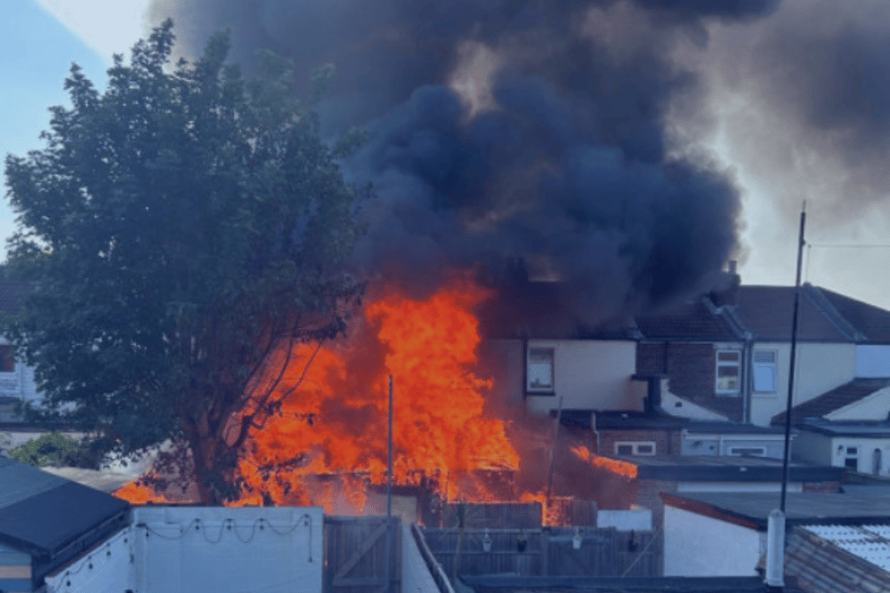 Police are investigating a tree fire which destroyed several garages and damaged properties in Hambrook Road, Gosport.