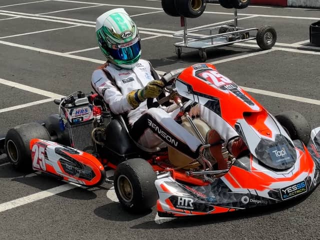 15-year-old Charlie Benson go-karting