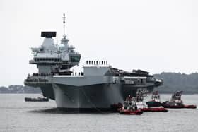 Royal Navy aircraft carrier HMS Prince of Wales sails into Singapore on June 23. She is currently leading the UK Carrier Strike Group on the Indo-Pacific deployment called Operation Highmast.