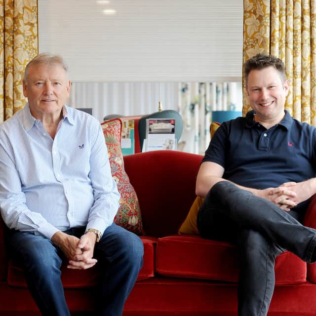 Malcolm Gingell, chairman, and Matthew Gingell, sales director at Material Things in Fitzherbert Road. The company is celebrating its 50th year in business